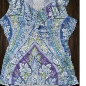 Ralph Lauren Paisley Ruffle V-Neck Camisole - Purple, Blue & Green